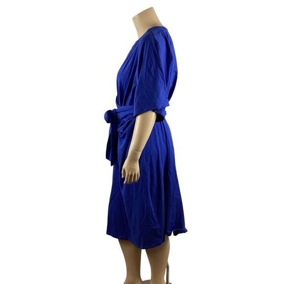 Eloquii Cross Front Flutter Sleeve Dress 24 Cobalt Blue Waist Tie - Picture 4 of 7
